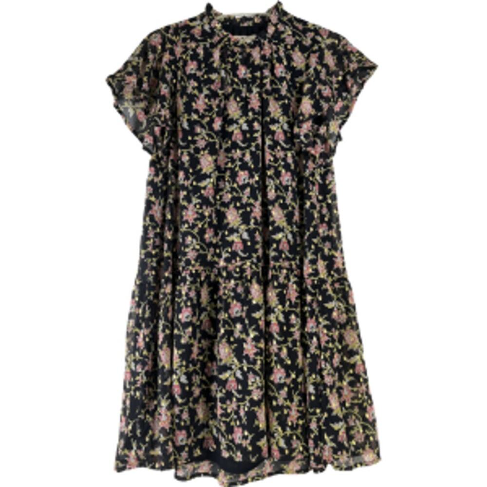 LOFT Multicolor Floral Lined Keyhole Cap Sleeve Shift Dress XS